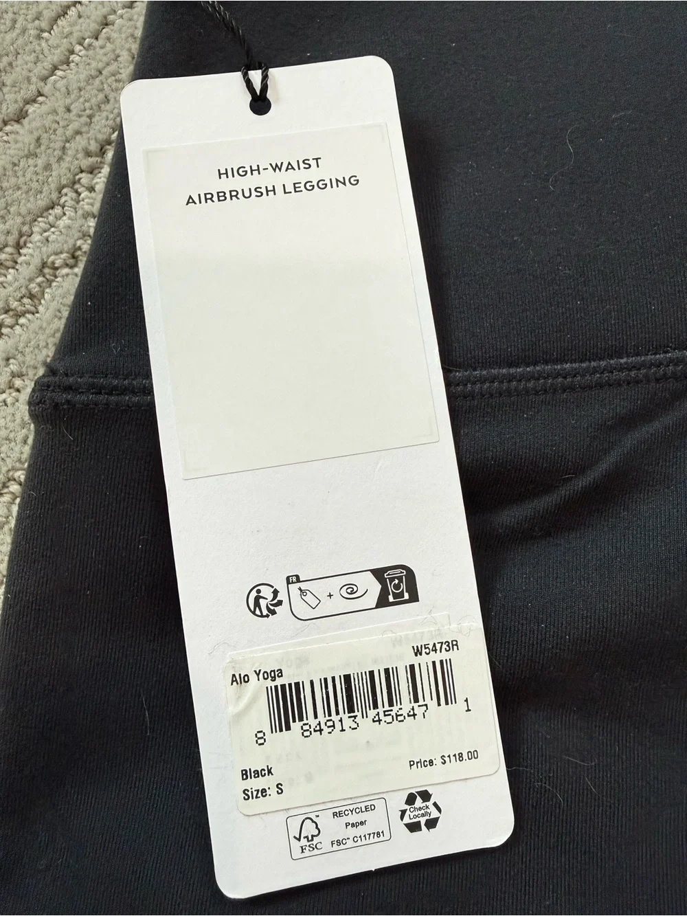 Alo Yoga High-Waist Airbrush Leggings Black Full Length NWT Small
